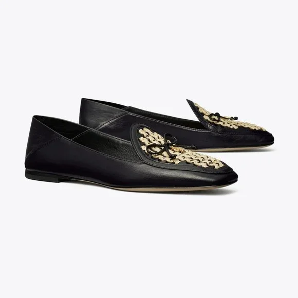TORY BURCH * NIB $348 * CONVERTIBLE TORY CHARM WOVEN LOAFER Black Oatmeal 11 - Picture 15 of 16